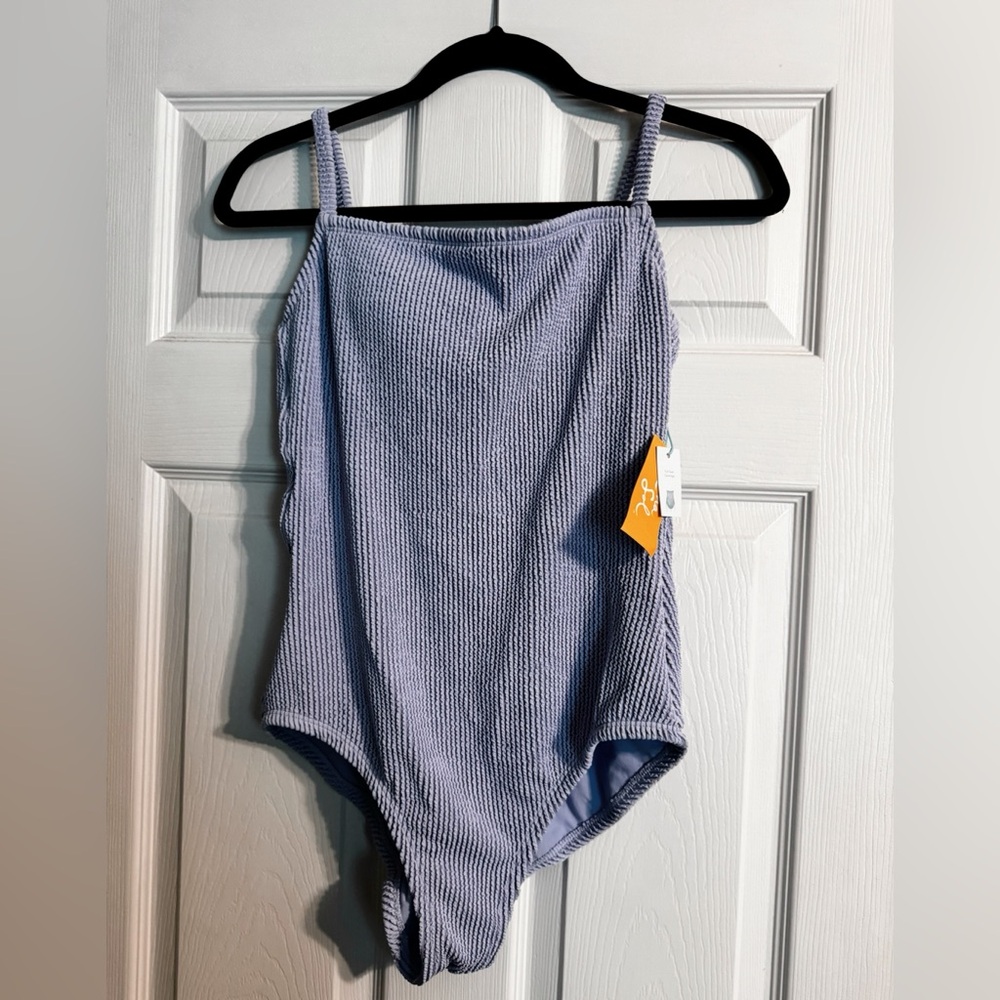 Kona Sol Textured Square Neck One Piece Swimsuit